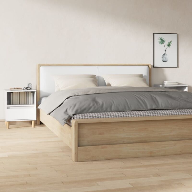 foto del prodotto vidaxl comodini 2 pz in bianco lucido 40x35x50 cm