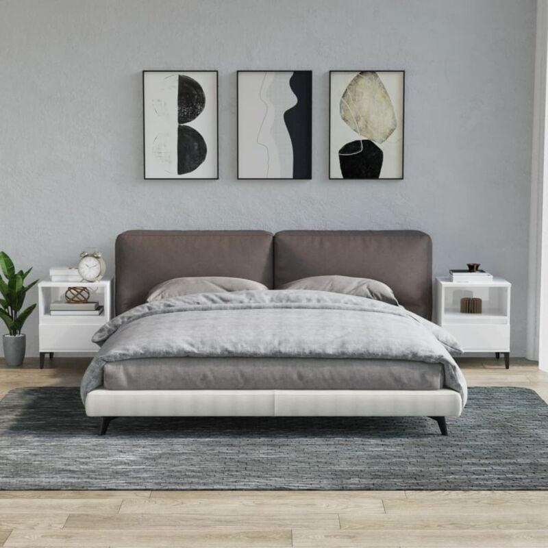 foto del prodotto vidaxl comodini 2 pz in bianco lucido 40x35x50 cm