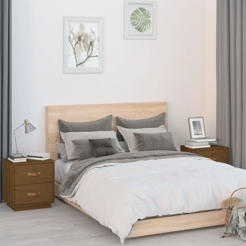 foto del prodotto vidaxl comodini 2 pz miele 40x34x45 cm in legno massello di pino
