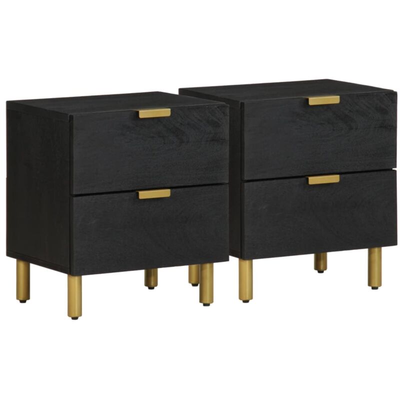 foto del prodotto vidaxl comodini 2 pz neri 40x33x46 cm in legno massello di mango 728231