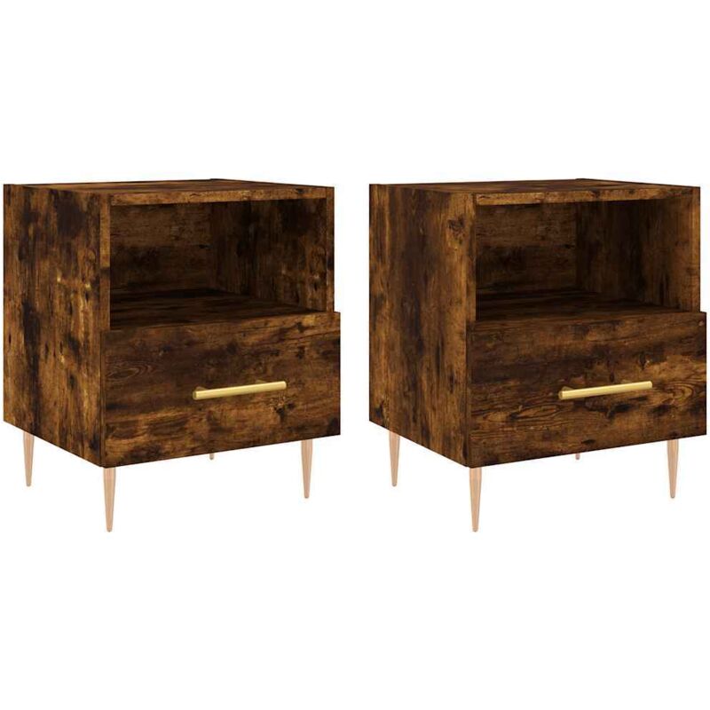 foto del prodotto vidaxl comodini 2 pz rovere fumo 40x35x47,5 cm in legno multistrato