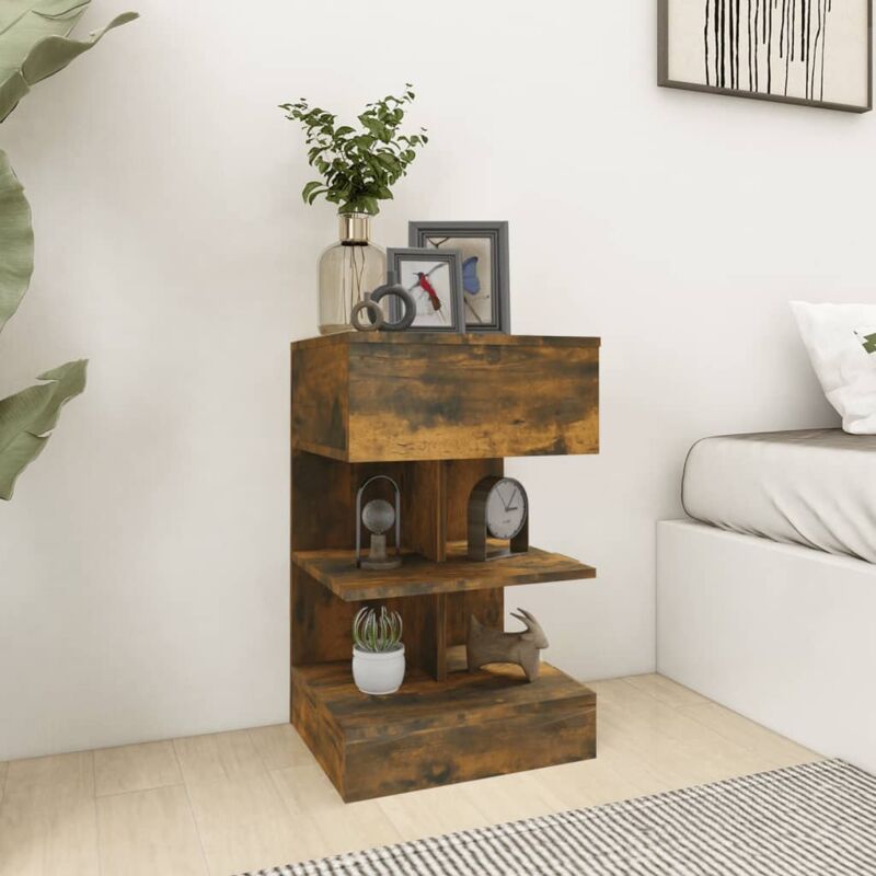 foto del prodotto vidaxl comodini 2 pz rovere fumo 40x35x65 cm in legno multistrato