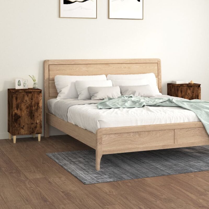 foto del prodotto vidaxl comodini 2 pz rovere fumo 40x35x70 cm in legno multistrato