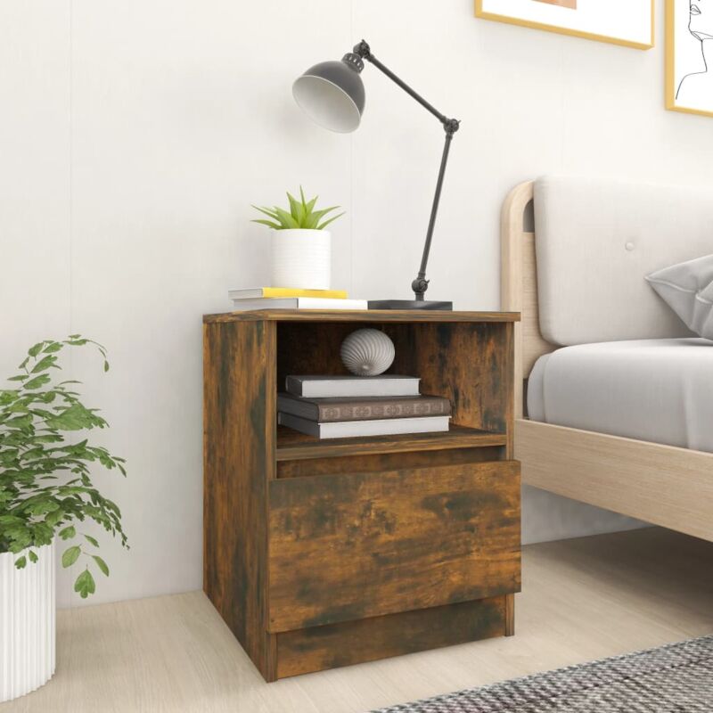 foto del prodotto vidaxl comodini 2 pz rovere fumo 40x40x50 cm in legno multistrato