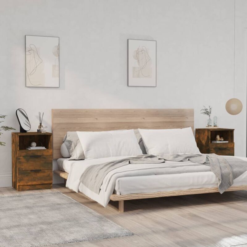 foto del prodotto vidaxl comodini 2 pz rovere fumo in legno multistrato 789100