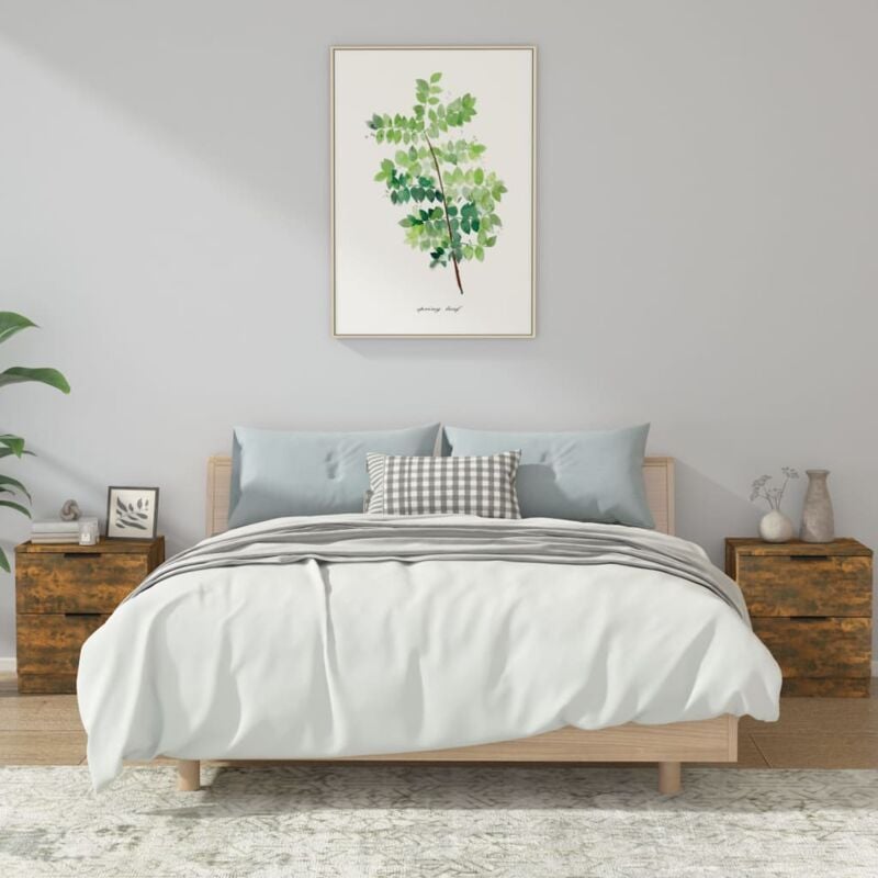 foto del prodotto vidaxl comodini 2 pz rovere fumo in legno multistrato