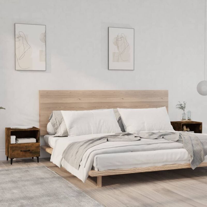 foto del prodotto vidaxl comodini 2 pz rovere fumo in legno multistrato