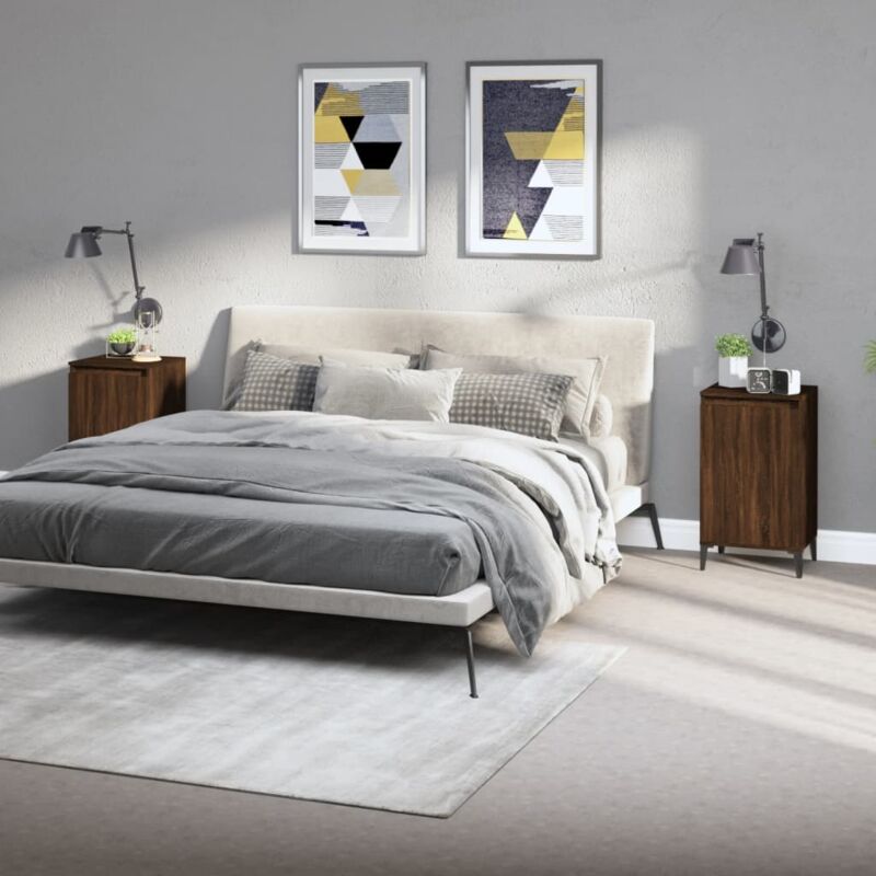 foto del prodotto vidaxl comodini 2 pz rovere marrone 40x35x70 cm in legno multistrato