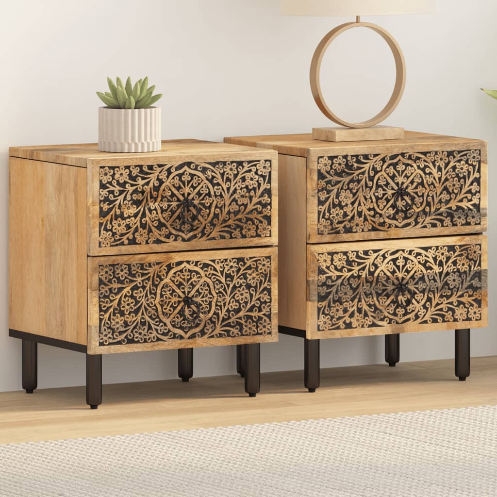 foto del prodotto vidaxl comodini 2pz 40x33x46 cm in legno massello di mango
