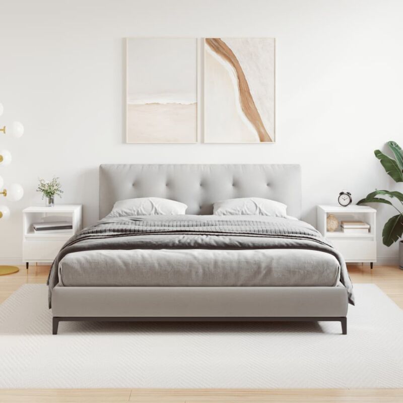 foto del prodotto vidaxl comodini 2pz bianco lucido 40x35x50 cm in legno multistrato