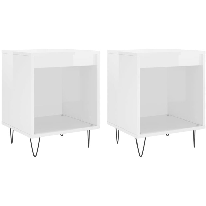 foto del prodotto vidaxl comodini 2pz bianco lucido 40x35x50 cm in legno multistrato
