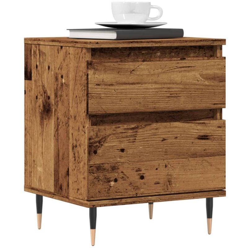 foto del prodotto vidaxl comodini 2pz legno antico 40x35x50 cm in legno multistrato
