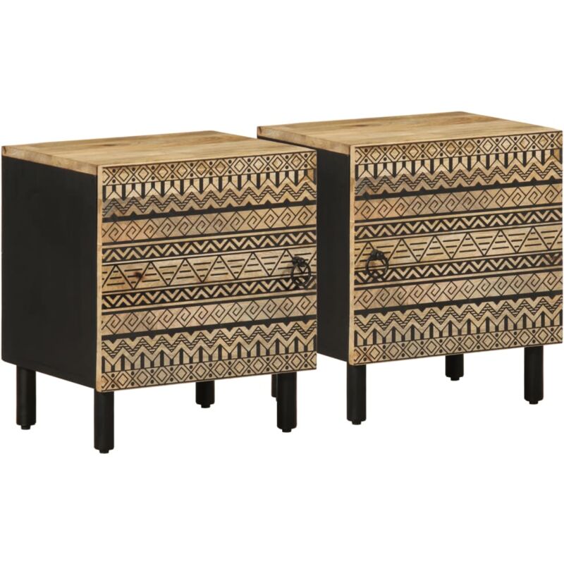foto del prodotto vidaxl comodini 2pz neri 40x33,5x46 cm legno massello mango grezzo