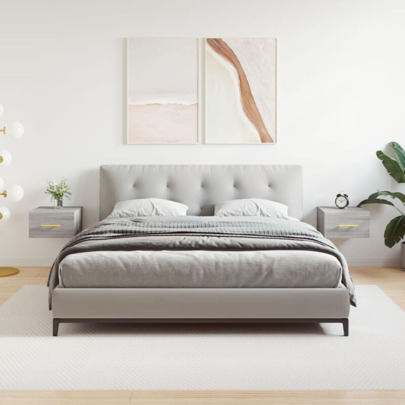 foto del prodotto vidaxl comodini a muro 2 pz grigio sonoma 35x35x20 cm