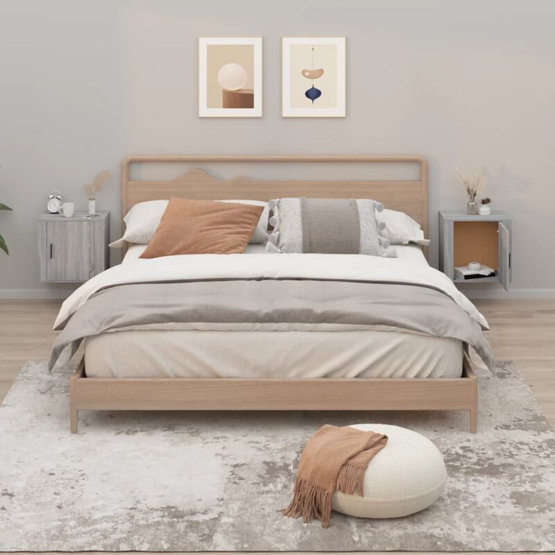 foto del prodotto vidaxl comodini a muro 2 pz grigio sonoma 50x30x47 cm