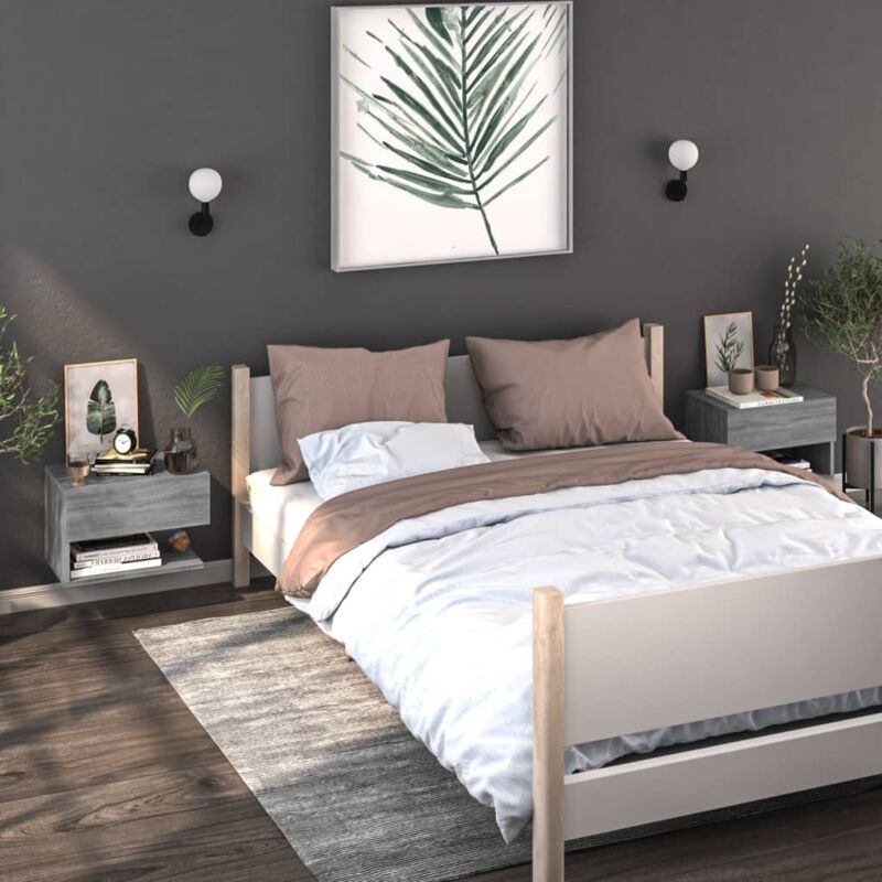 foto del prodotto vidaxl comodini a muro 2 pz grigio sonoma