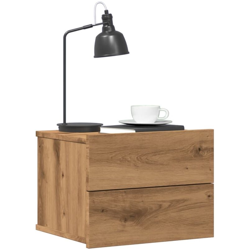 foto del prodotto vidaxl comodini a muro 2 pz rovere artigianale 40x32x30 cm