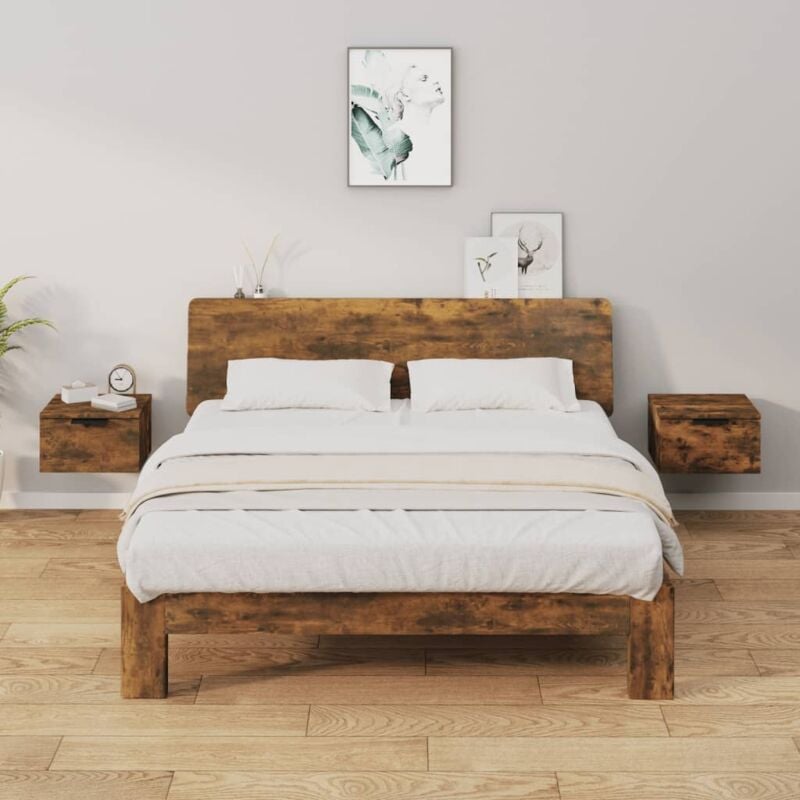 foto del prodotto vidaxl comodini a muro 2 pz rovere fumo 34x30x20 cm