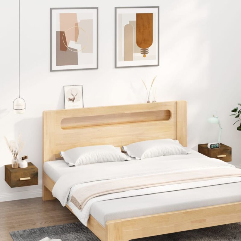 foto del prodotto vidaxl comodini a muro 2 pz rovere fumo 35x35x20 cm