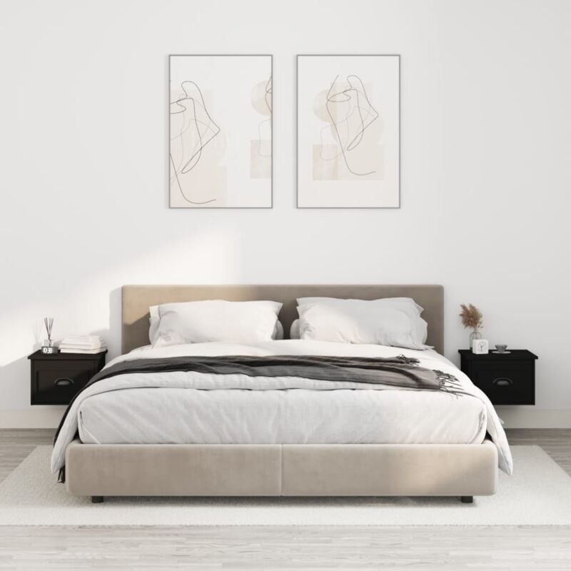 foto del prodotto vidaxl comodini a parete 2 pz neri 41,5x36x28 cm
