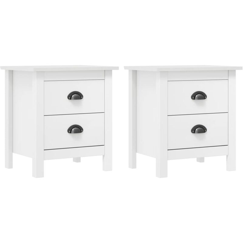 foto del prodotto vidaxl comodini camera da letto set 2 pz in legno massello di pino vari colori colore biano