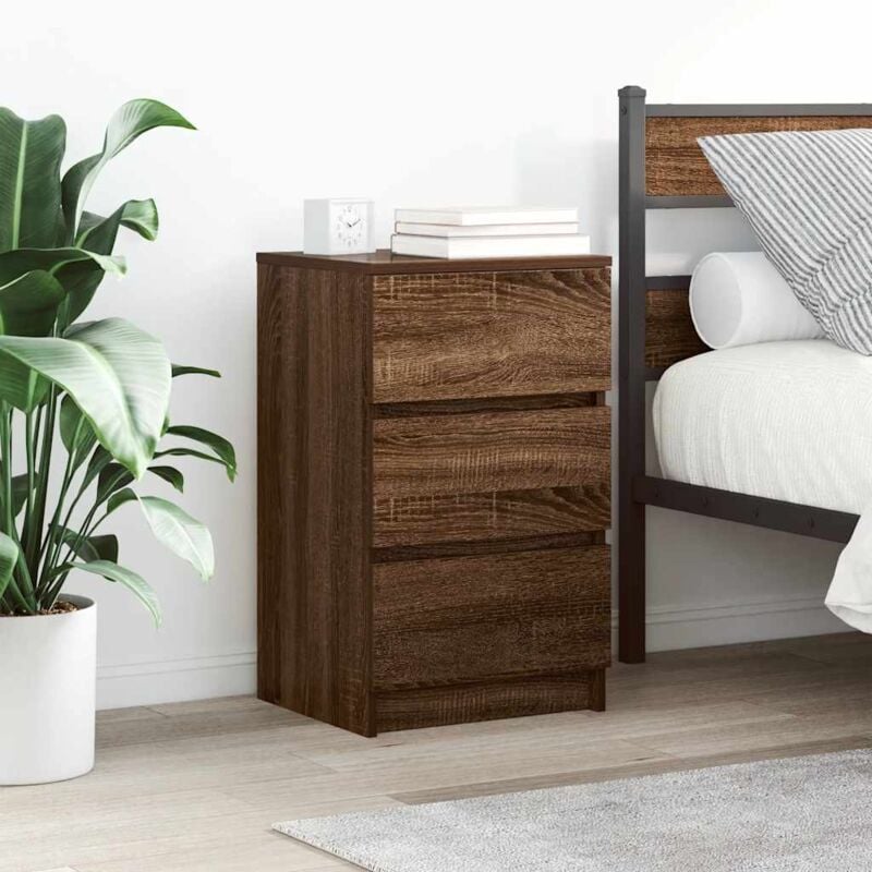 foto del prodotto vidaxl comodini con 3 cassetti 2 pz rovere marrone 39x35x65 cm