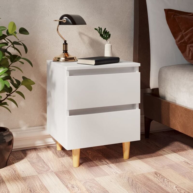 foto del prodotto vidaxl comodini con gambe in pino massello 2pz bianchi 40x35x50 cm 124228