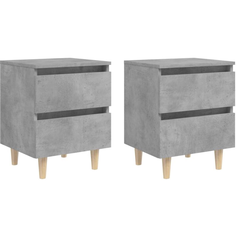 foto del prodotto vidaxl comodini con gambe pino massello 2pz grigio cemento 40x35x50 cm