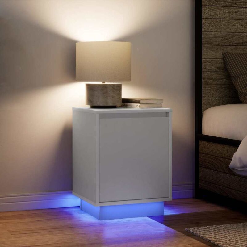 foto del prodotto vidaxl comodini con luci a led 2 pz bianco 38x34x50 cm