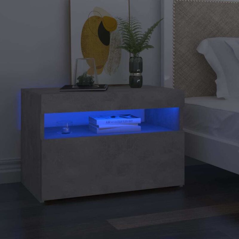 foto del prodotto vidaxl comodini con luci led 2 pz grigio cemento 60x35x40 cm