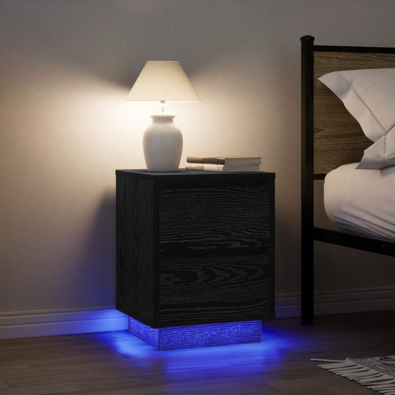 foto del prodotto vidaxl comodini con luci led 2 pz nero 38x34x50 cm