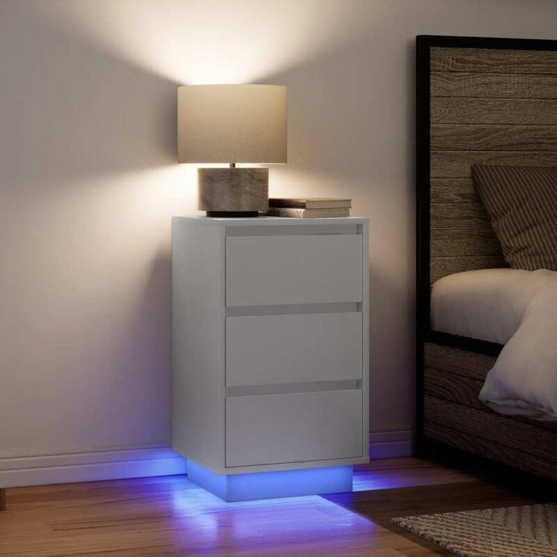 foto del prodotto vidaxl comodini con luci led bianco 38x34x65 cm