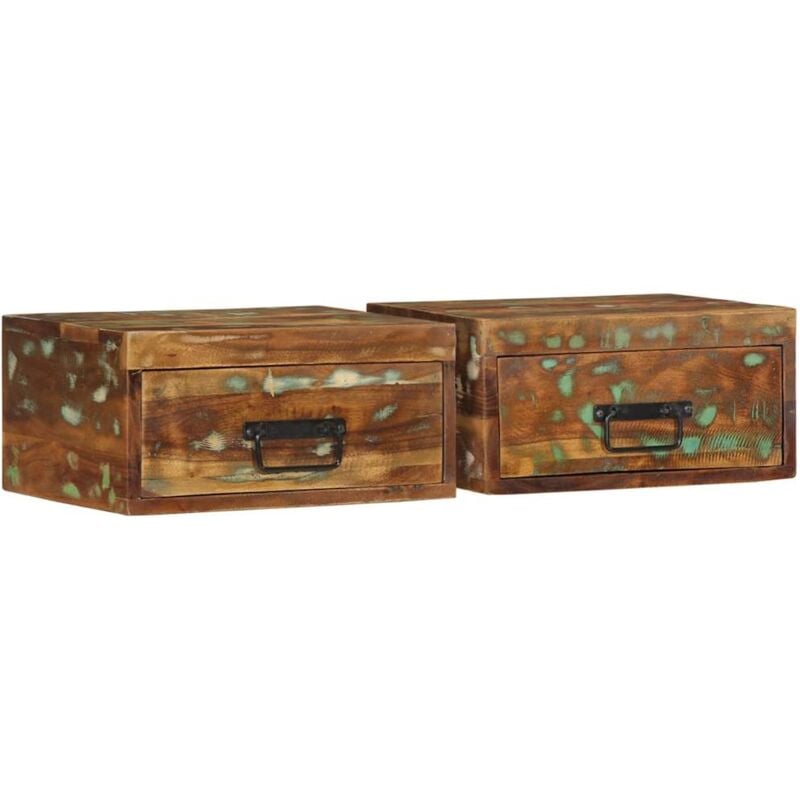 foto del prodotto vidaxl comodini da parete 2pz in legno massello di recupero 495903