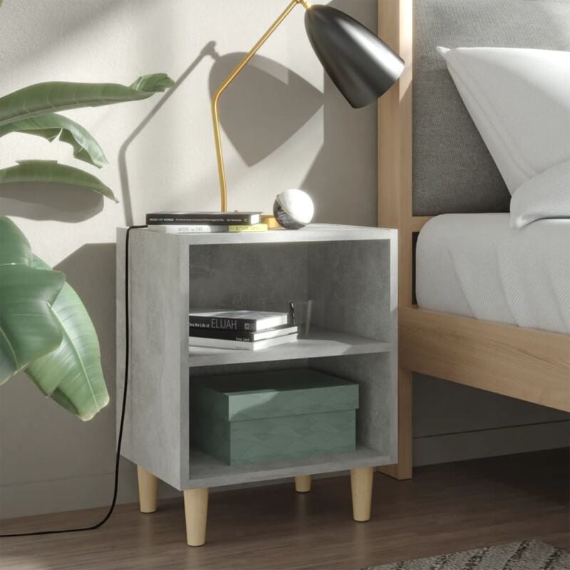 foto del prodotto vidaxl comodini gambe in legno dotati di 2 scomparti aperti vari colori colore cemento