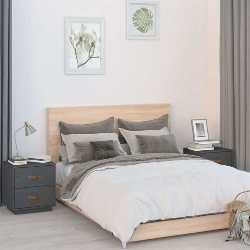 foto del prodotto vidaxl comodini grigi 2 pz 40x34x45 cm in legno massello di pino