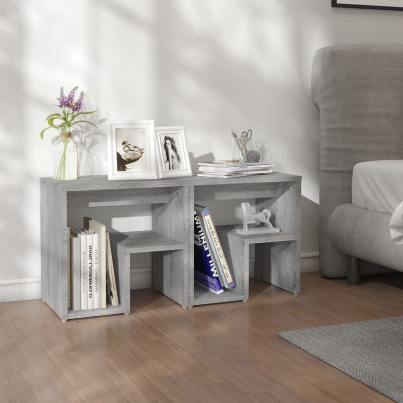 foto del prodotto vidaxl comodini grigio sonoma 2 pz 40x30x40 cm in legno multistrato