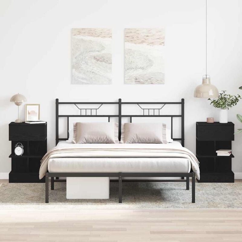 foto del prodotto vidaxl comodino 2 pz rovere nero 40x35x65 cm legno ingegnerizzato