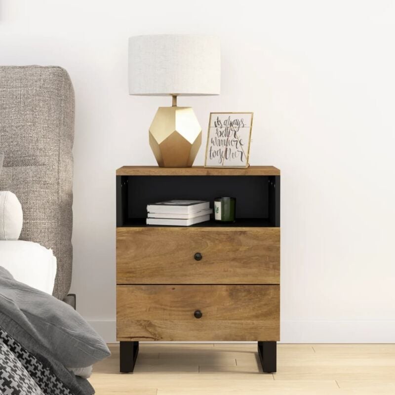 foto del prodotto vidaxl comodino 50x33x62cm legno massello di mango e legno multistrato
