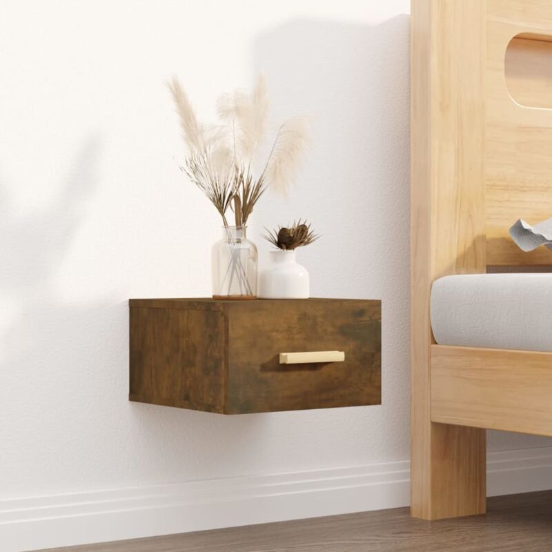 foto del prodotto vidaxl comodino a muro rovere fumo 35x35x20 cm