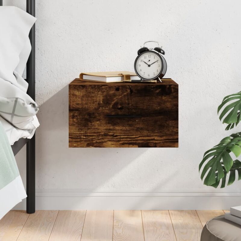 foto del prodotto vidaxl comodino a muro rovere fumo 35x35x20 cm
