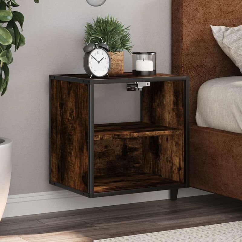 foto del prodotto vidaxl comodino a muro rovere fumo 40x31x39,5 cm