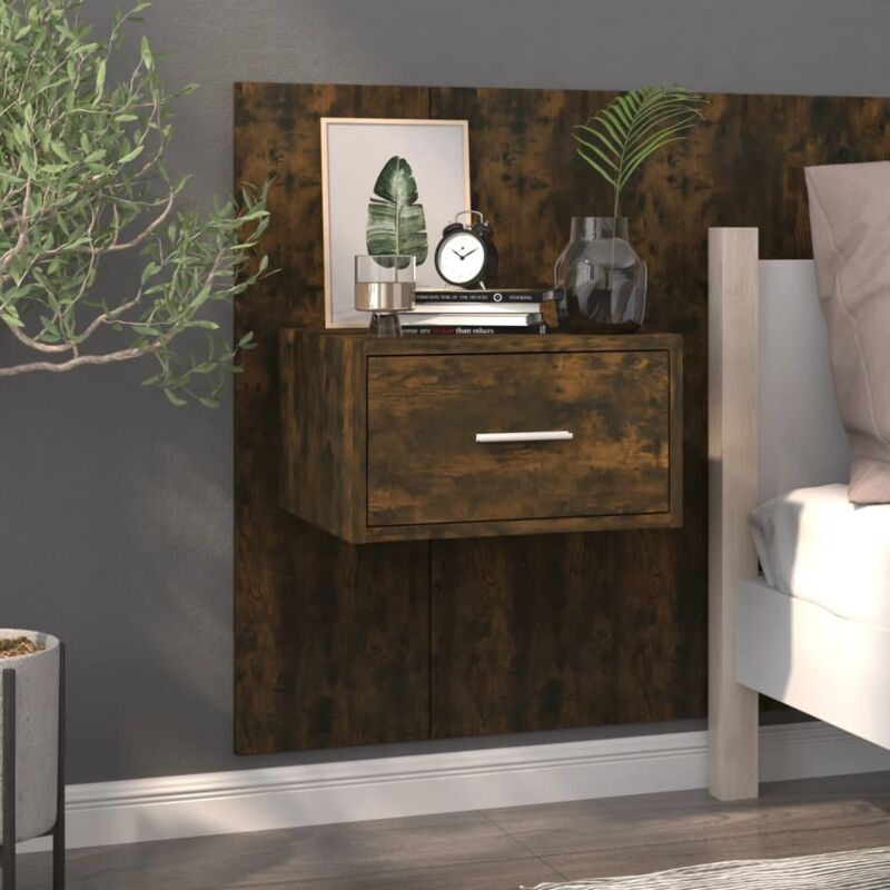 foto del prodotto vidaxl comodino a muro rovere fumo