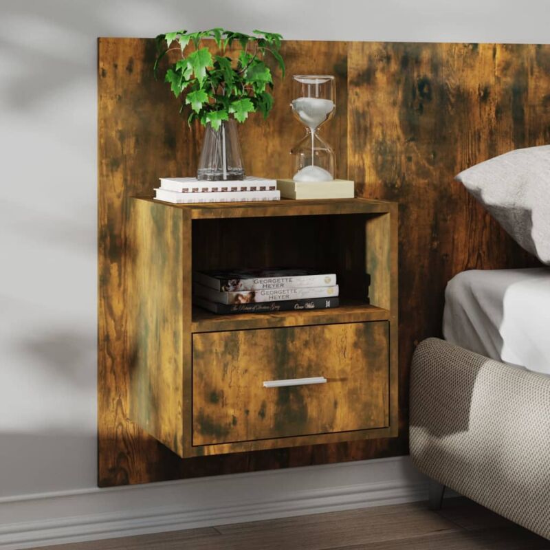 foto del prodotto vidaxl comodino a muro rovere fumo