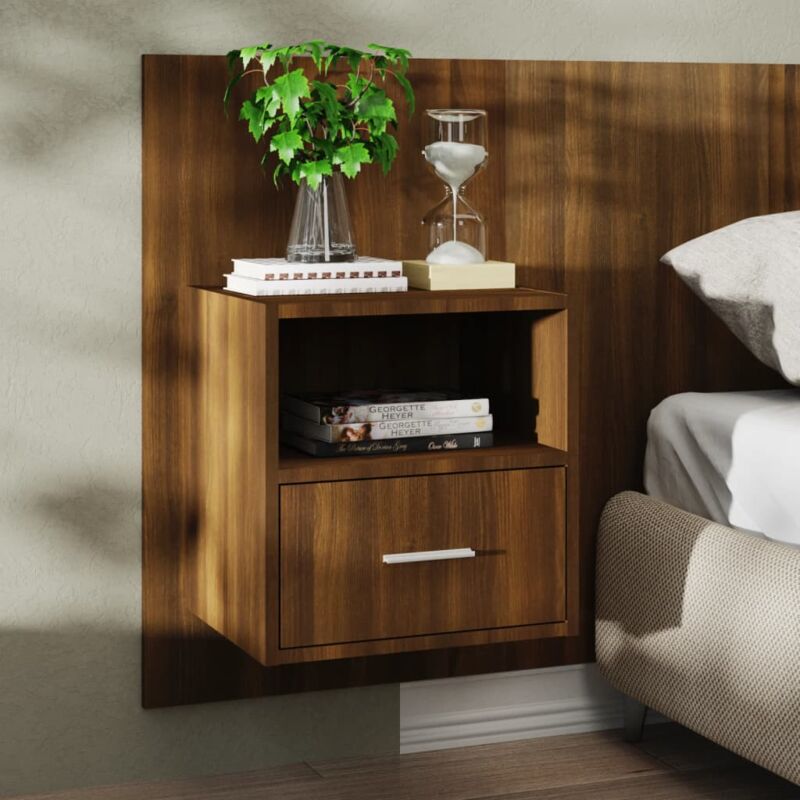foto del prodotto vidaxl comodino a muro rovere marrone