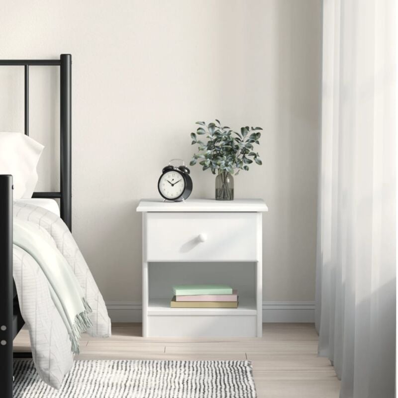 foto del prodotto vidaxl comodino alta bianco 41x35x41 cm in legno massello di pino