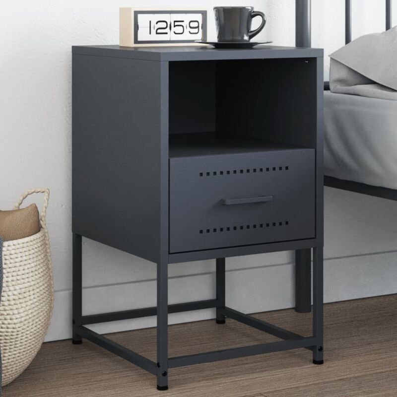 foto del prodotto vidaxl comodino antracite 36x39x60,5 cm in acciaio