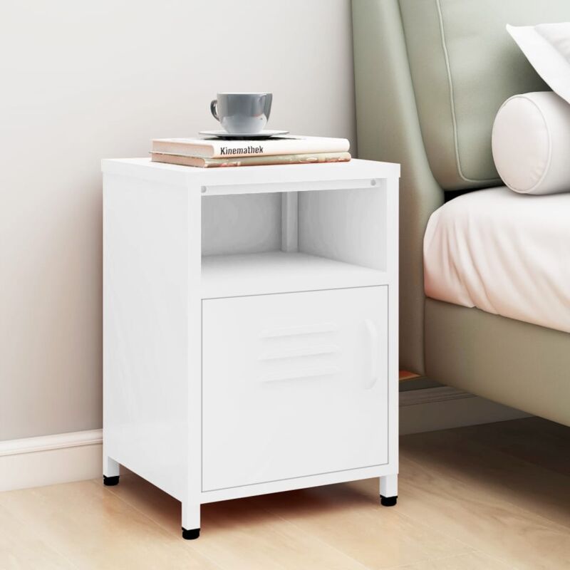 foto del prodotto vidaxl comodino bianco 35x35x51 cm in acciaio
