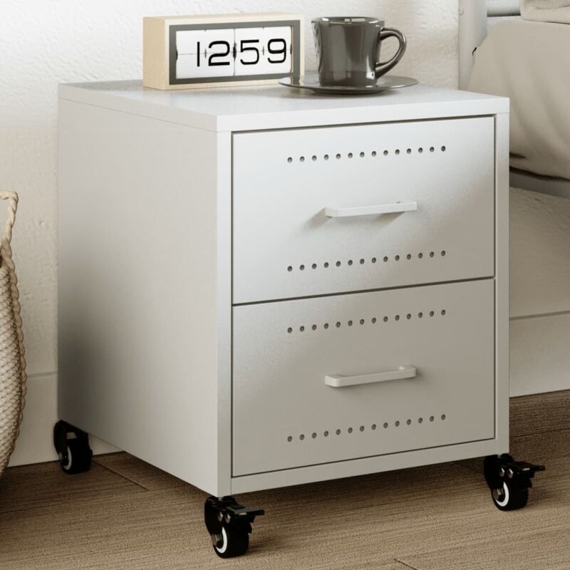 foto del prodotto vidaxl comodino bianco 36x39x43,5 cm in acciaio