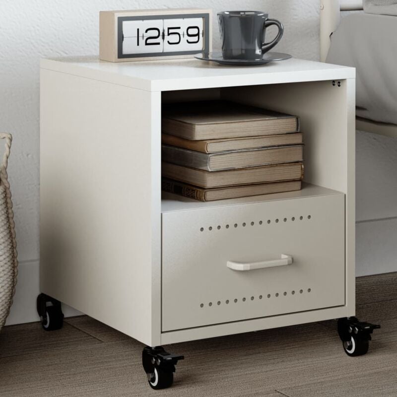 foto del prodotto vidaxl comodino bianco 36x39x43,5 cm in acciaio
