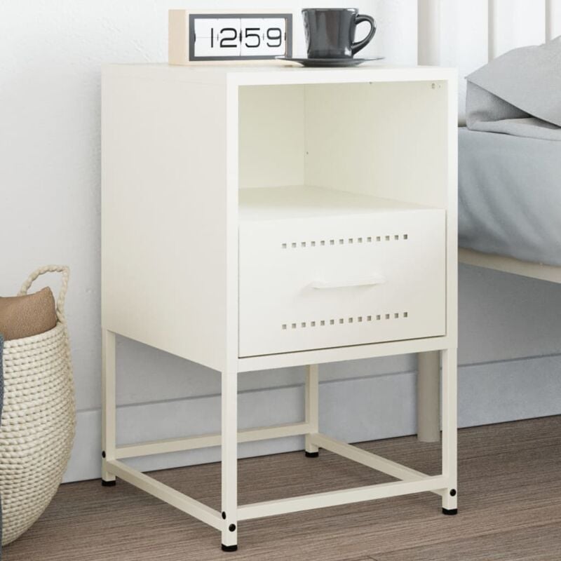 foto del prodotto vidaxl comodino bianco 36x39x60,5 cm in acciaio